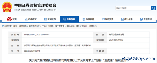 配资平台查询官网 周六福，赴香港上市获备案通知书，拟发行不超过约1.92亿股